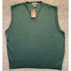 David Taylor Men's 2XL Green Sweater Vest V-Neck Golf Pullover Made USA NWT